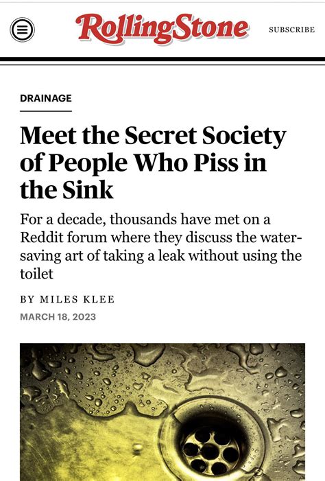 Meet the Secret Society of People Who Piss in the Sink